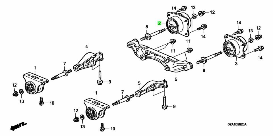 OEM Honda S2000 AP1/2 Rear Differential Mount Rear Right Side
