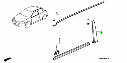 OEM Honda EK CIVIC 96-00 2 Door Pillar Trim (Left and Right)