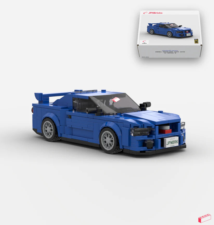 R34 GTR Brick Car Model - Blue