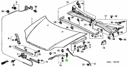 90672-s5a-003 Honda OEM – Bonnet Stay Clip – EP/FN2/S2K