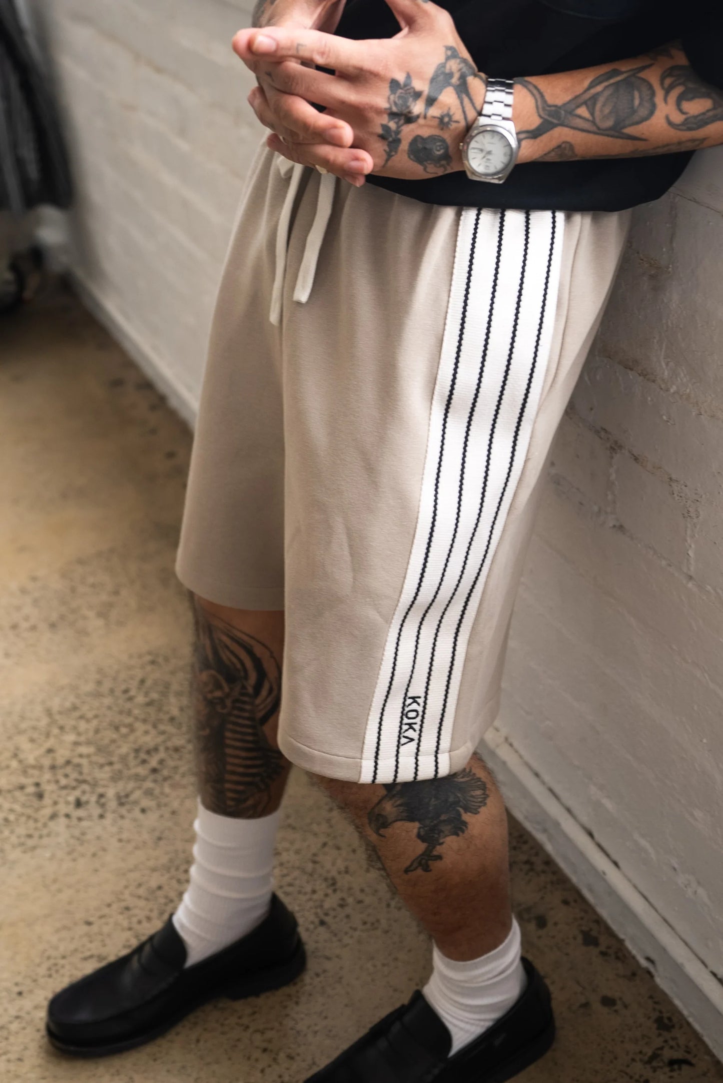 Premium Stripe Shorts // LATTE