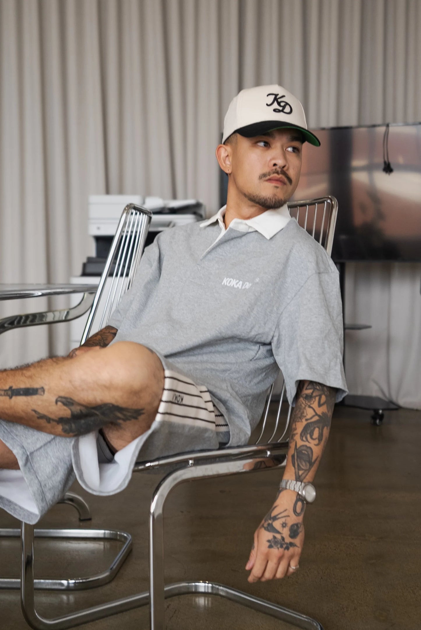 "KD" A-Frame Hat - Cream/Black