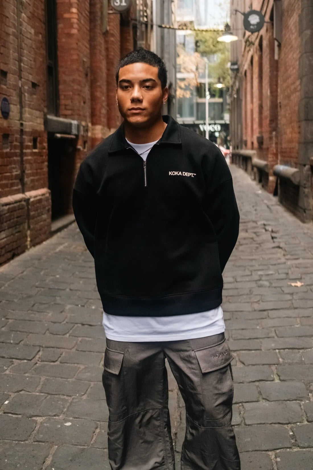 Core Quarter Zip Polo Sweater - Black