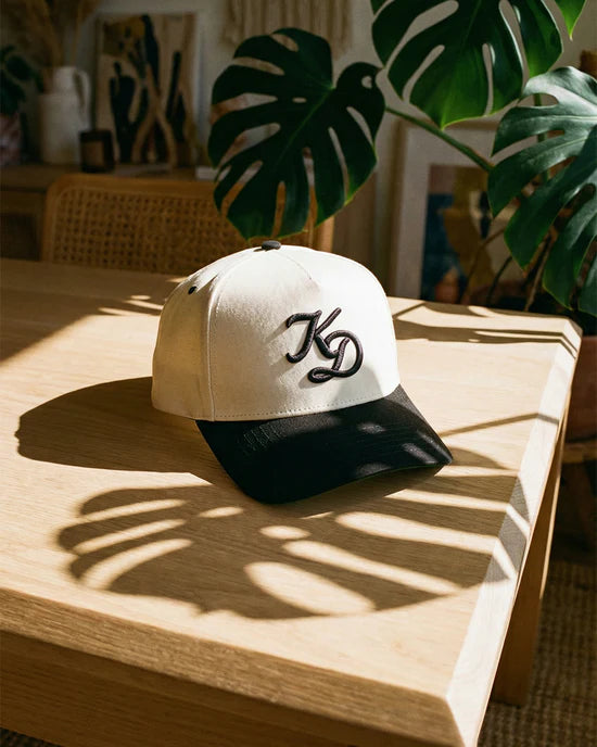 "KD" A-Frame Hat - Cream/Black