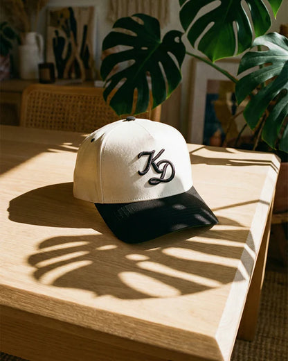 "KD" A-Frame Hat - Cream/Black