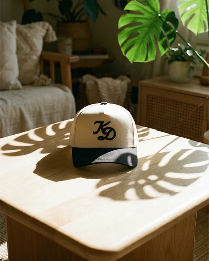 "KD" A-Frame Hat - Cream/Black