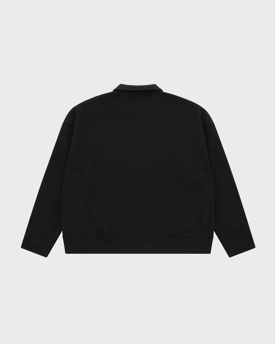 Core Quarter Zip Polo Sweater - Black