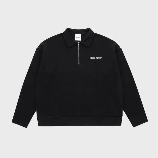 Core Quarter Zip Polo Sweater - Black