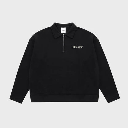 Core Quarter Zip Polo Sweater - Black