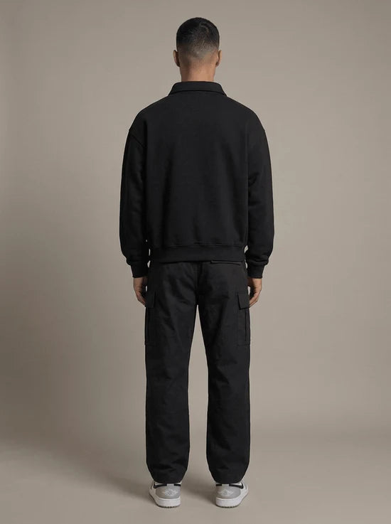 Core Quarter Zip Polo Sweater - Black