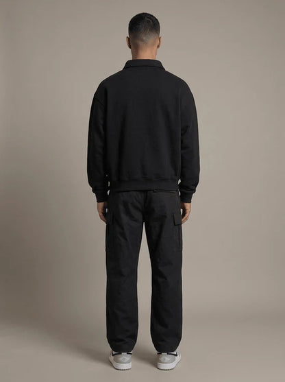 Core Quarter Zip Polo Sweater - Black