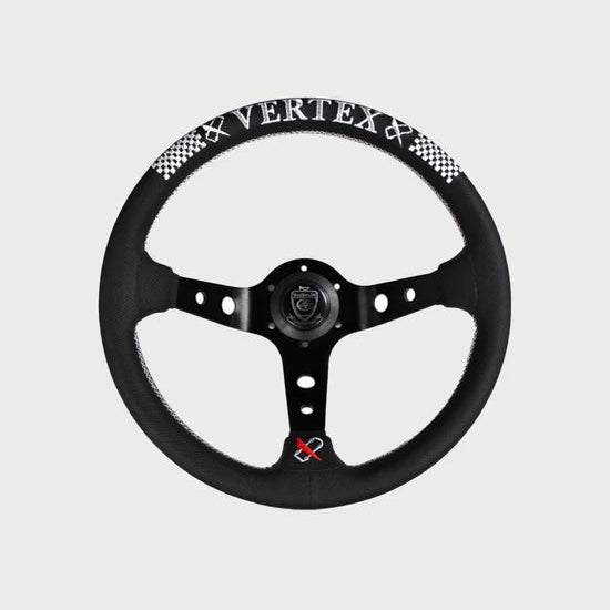 Vertex Checker Steering Wheel; Perforated Leather; 330mm x 90mm Deep