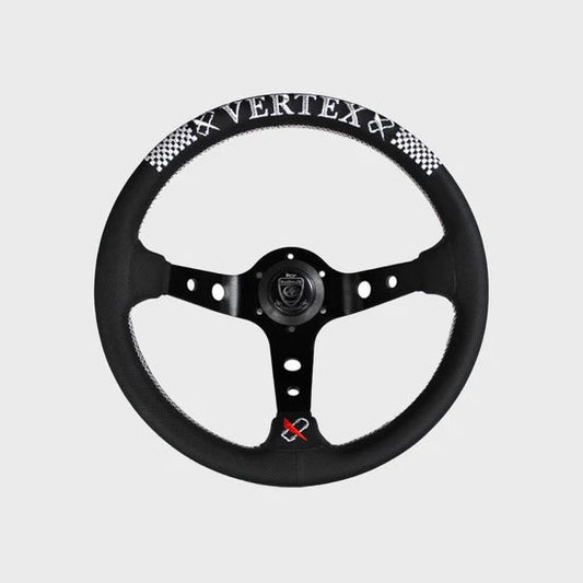 Vertex Checker Steering Wheel; Perforated Leather; 330mm x 90mm Deep