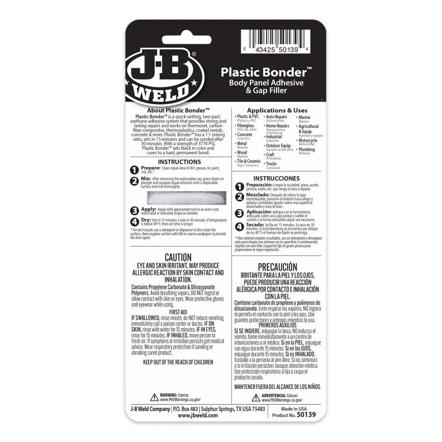 JB Weld Plastic Bonder 25mL Black 50139