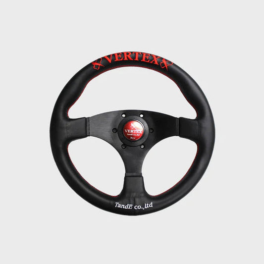 Vertex Flat Steering Wheel; Red; Leather; 325mm