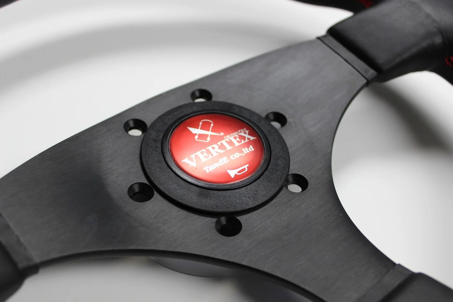 Vertex Flat Steering Wheel; Red; Leather; 325mm