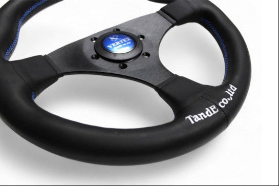 Vertex Flat Steering Wheel; Blue; Leather; 325mm
