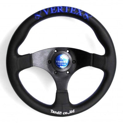 Vertex Flat Steering Wheel; Blue; Leather; 325mm